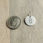 Rustic Sterling Silver Letter Charm, Antiqued Hand Stamped Initial Pendant, Lowercase Letter Jewelry Hand Stamped by E. Ria Designs