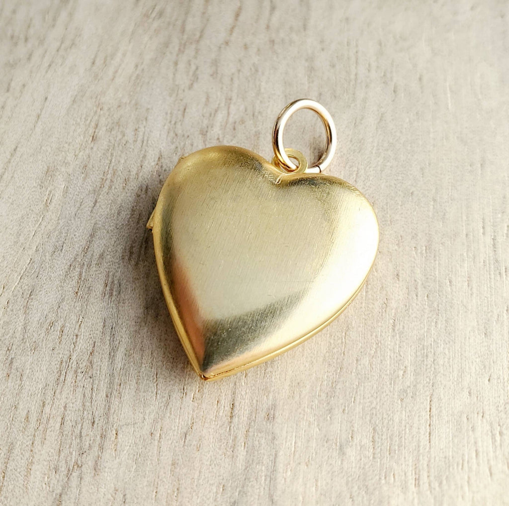 Brass Heart Charm Locket, Sweetheart Pendant, Add to Necklace or Bracelet, Vintage Stock Photo Pendant, Valentine's Gift, E. Ria Designs,