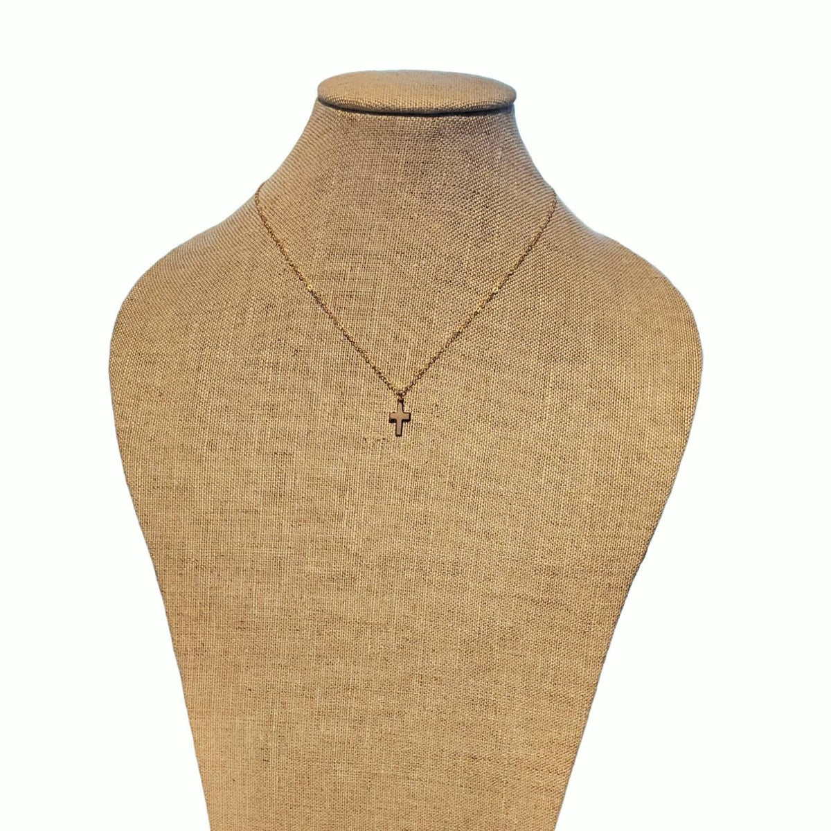 Simple Gold Cross Necklace, 14K Gold Filled Christian Cross Charm Pendant on 14K Gold Filled Cable Chain, Handcrafted in USA, E. Ria Designs