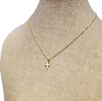 Simple Gold Cross Necklace, 14K Gold Filled Christian Cross Charm Pendant on 14K Gold Filled Cable Chain, Handcrafted in USA, E. Ria Designs