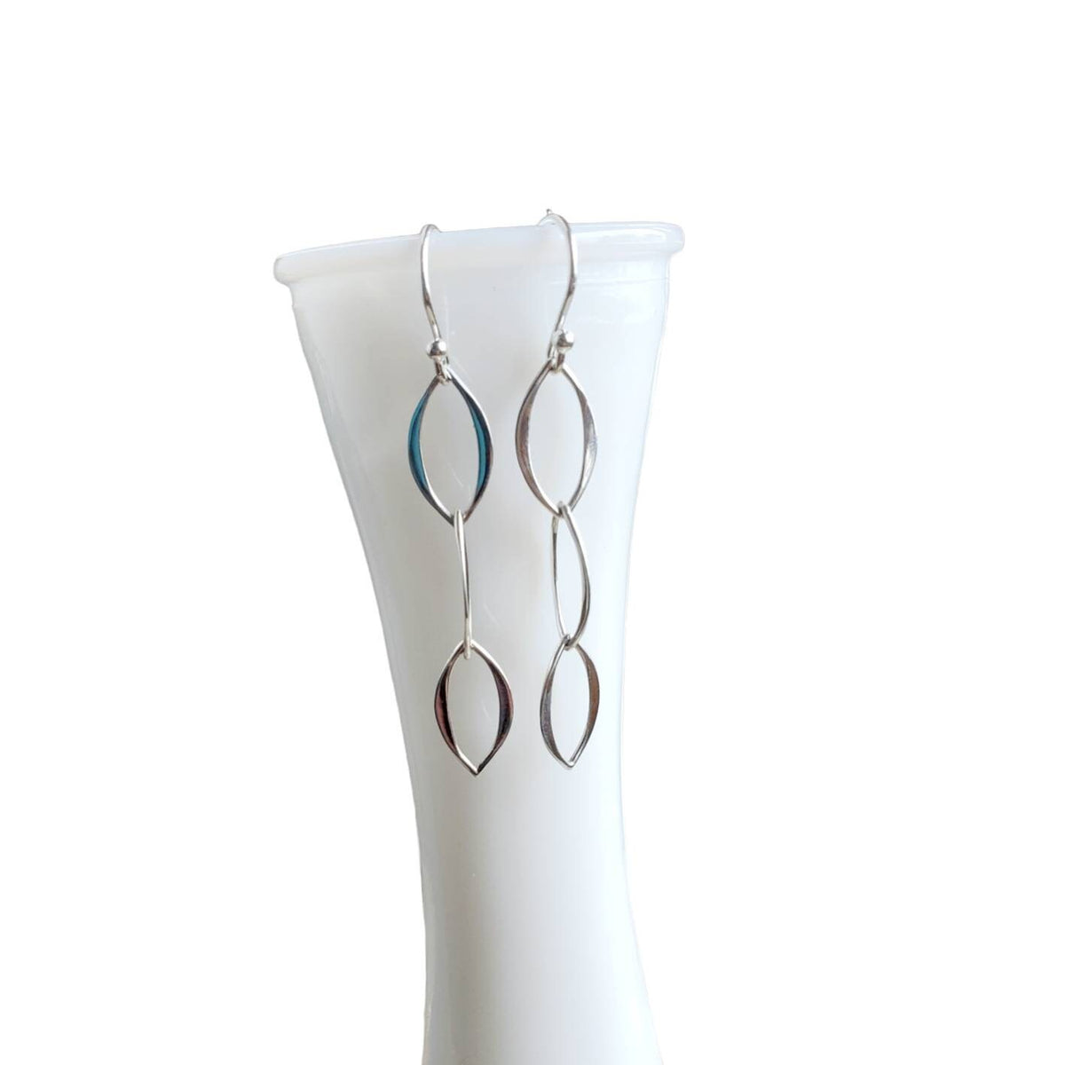 Sterling Silver Three Marquis Drop Earrings, Elegant, Classy, Everyday Earrings, .925, Handcrafted Silver Jewelry by E. Ria Designs