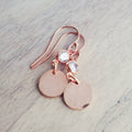 Rose Gold Circle Coin and Cubic Zirconia (CZ) Earrings, 14K Rose Gold Filled, French Ear Wires Handcrafted in USA by E. Ria Designs