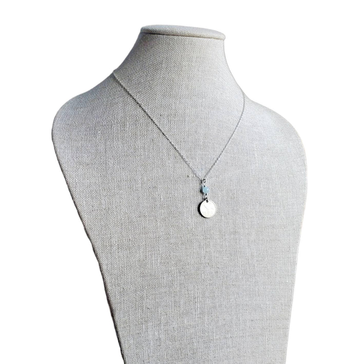 1969 Norway Bird Coin, 25 Ore Norge, Genuine Aquamarine Bead .925 Sterling Silver Chain, Norwegian Gift, Handcrafted Jewelry, E. Ria Designs