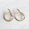 Hammered Gold Hoop Earrings, 14K Gold Filled Off-Center French Ear Wire, Handcrafted by E. Ria Designs, Gift Boxed, 5/8", Last Minute Gift