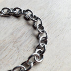 Chunky Silver Charm Bracelet, Stainless Steel Cable Links, Lobster Claw Clasp, Made in USA, Handcrafted by E. Ria Designs