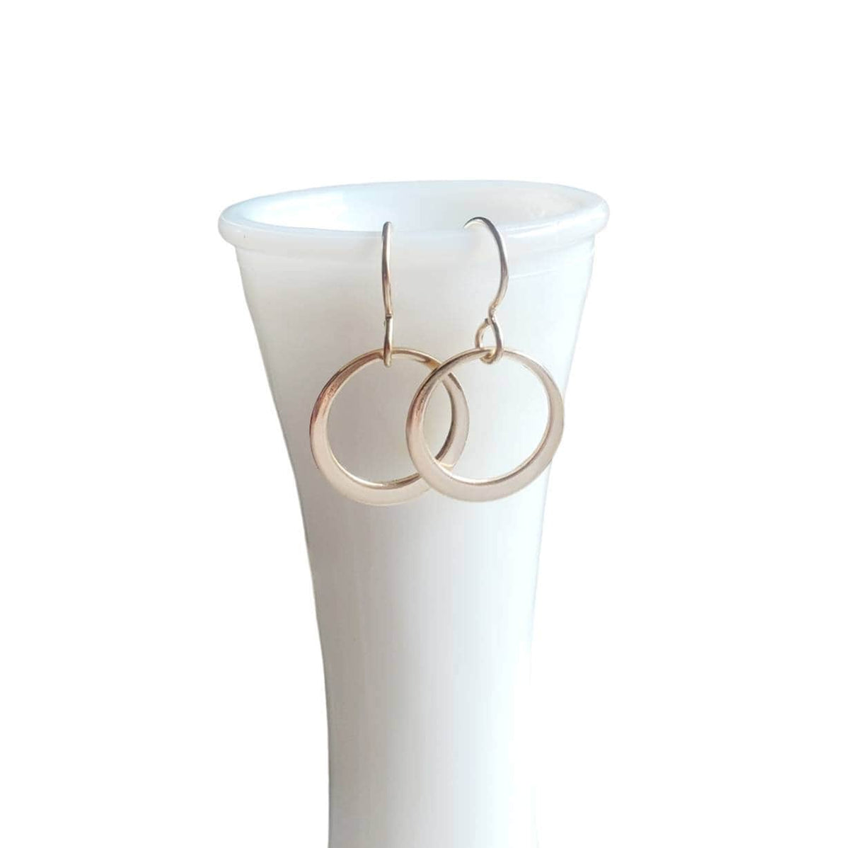 Shiny Gold Hoop Earrings, 14K Gold Filled Off-Center French Ear Wire, Handcrafted by E. Ria Designs, Gift Boxed, 5/8", Last Minute Gift