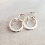 Shiny Gold Hoop Earrings, 14K Gold Filled Off-Center French Ear Wire, Handcrafted by E. Ria Designs, Gift Boxed, 5/8", Last Minute Gift