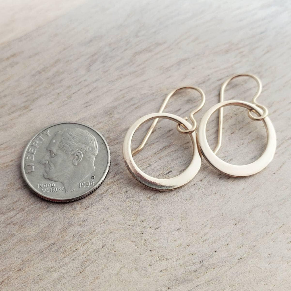 Shiny Gold Hoop Earrings, 14K Gold Filled Off-Center French Ear Wire, Handcrafted by E. Ria Designs, Gift Boxed, 5/8", Last Minute Gift