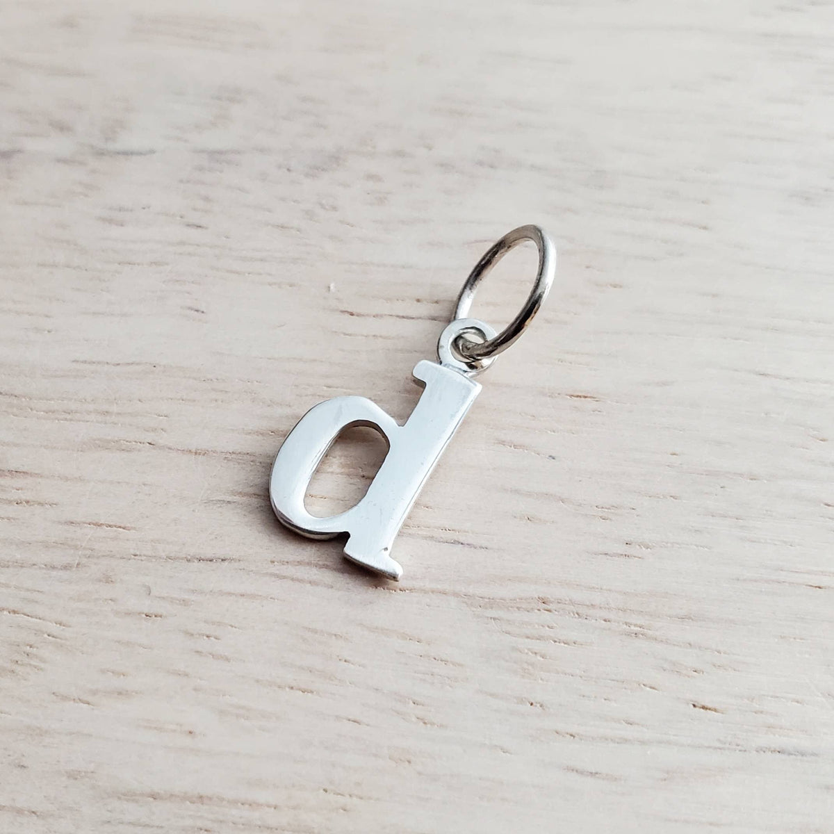 Letter D Lowercase Cutout Sterling Silver Charm, Add to Necklace or Bracelet, Serif Font Initial Charm, E. Ria Designs