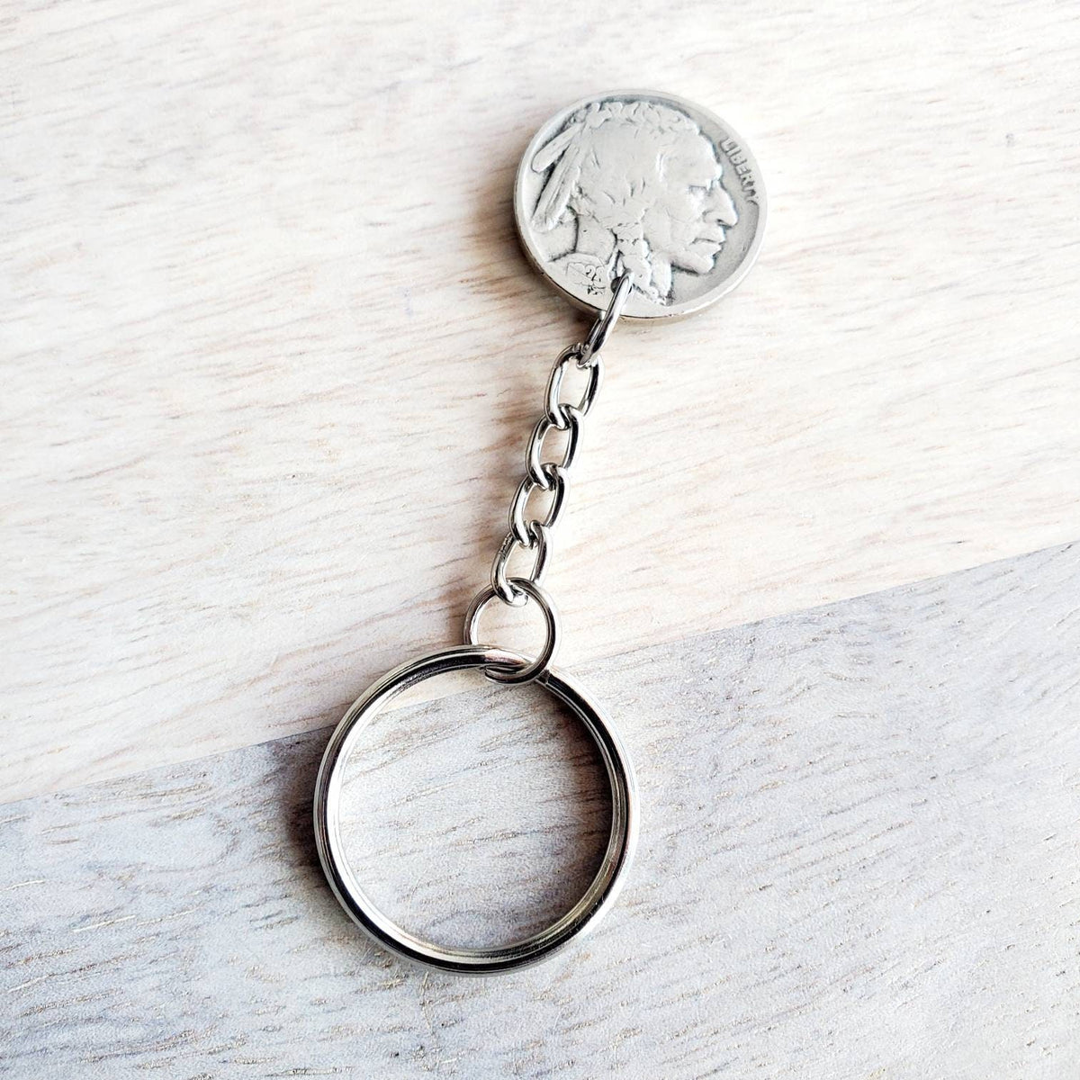 Vintage U.S. Buffalo Nickel Keychain, Native American Indian Coin, Made in USA, Gift for Dad, Boyfriend, Brother American Artisan Crafted
