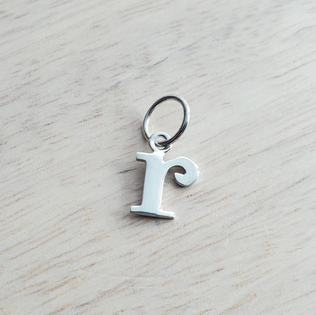 Letter R Lowercase Cutout Sterling Silver Charm, Add to Necklace or Bracelet, Serif Font Initial Charm, E. Ria Designs