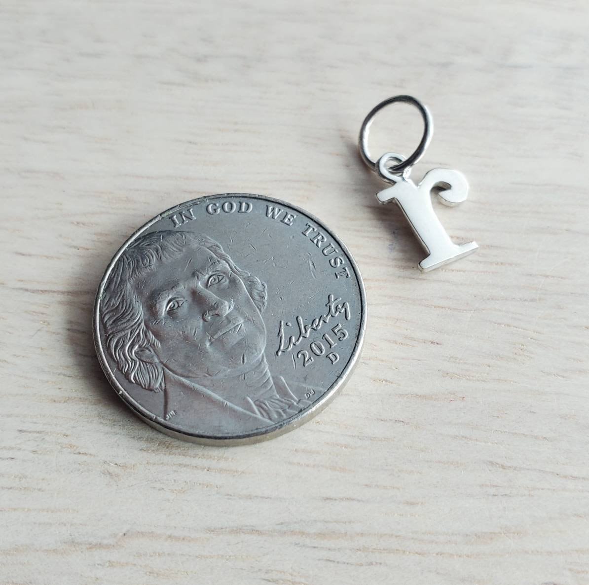 Letter R Lowercase Cutout Sterling Silver Charm, Add to Necklace or Bracelet, Serif Font Initial Charm, E. Ria Designs
