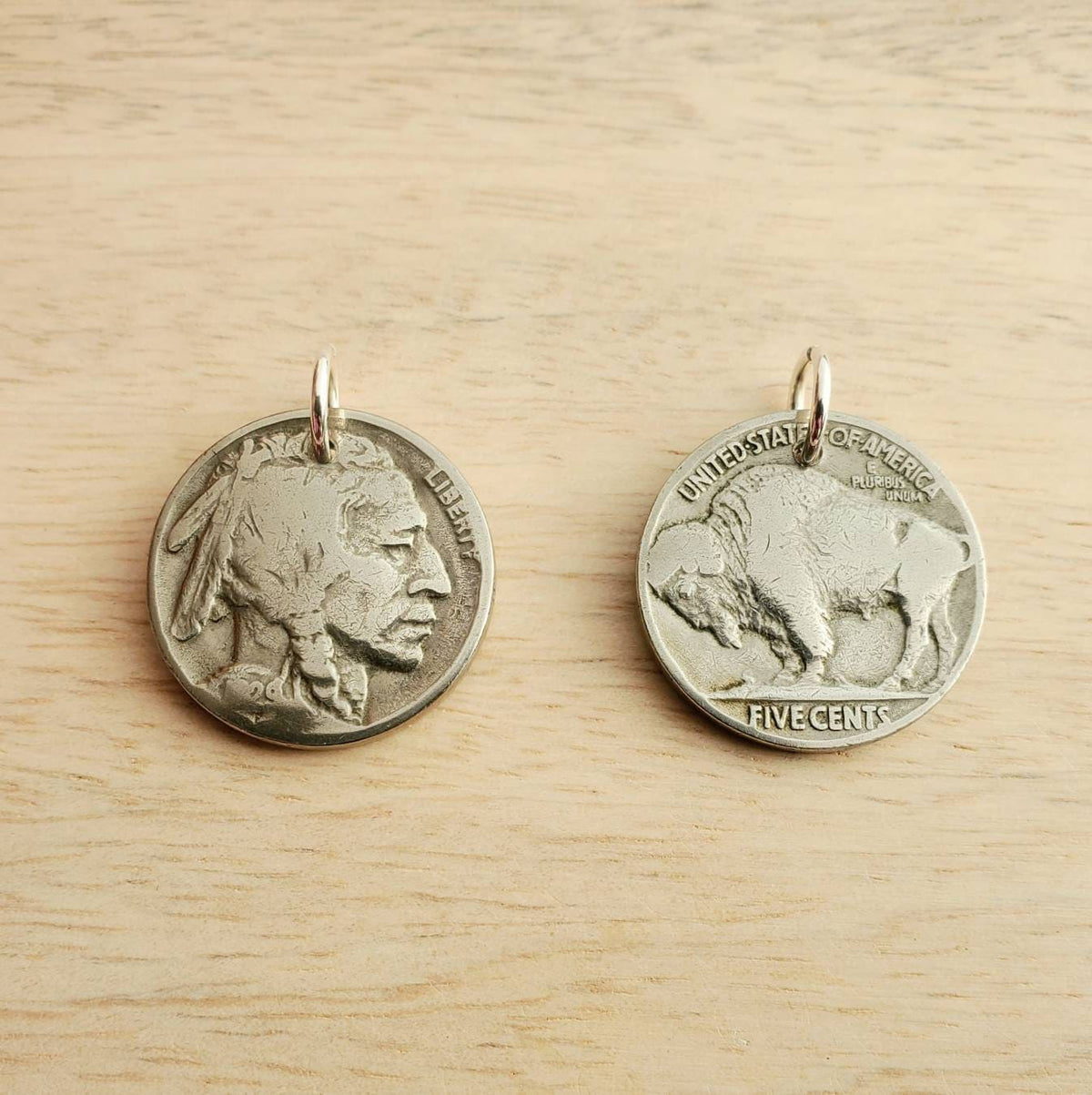 Vintage U.S. Buffalo Nickel Charm for Necklace or Bracelet, Indian (Native American) Head, Antique United States Coin, E. Ria Designs