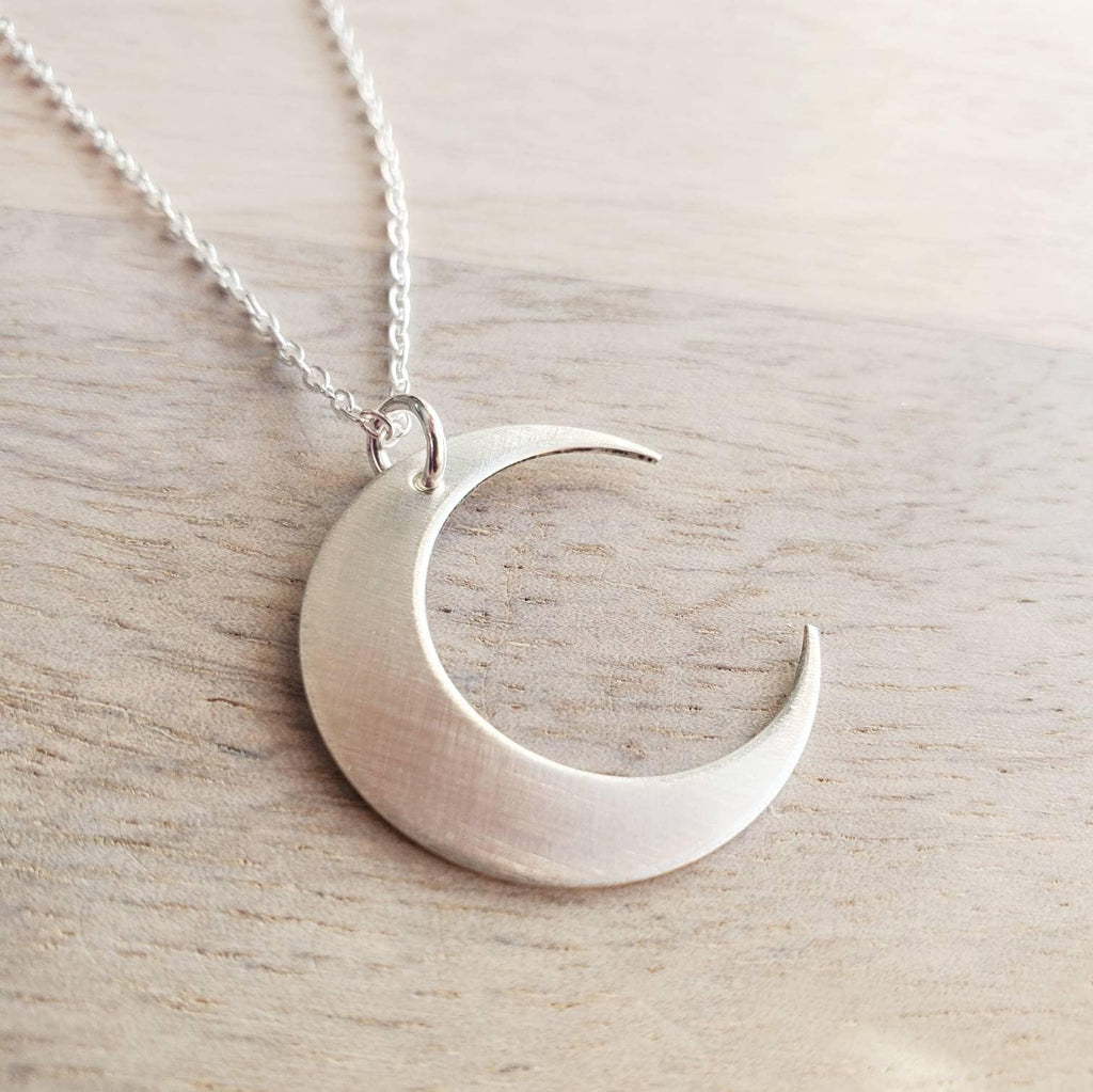 Crescent Moon Necklace, .925 Sterling Silver 1 Inch Pendant .925 Cable Chain, Handcrafted in USA by E. Ria Designs, Gift Boxed