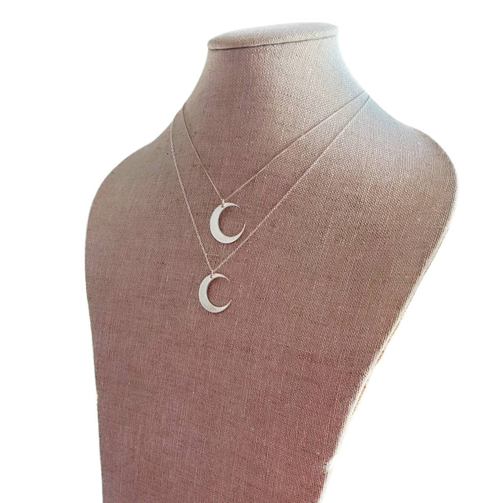 Crescent Moon Necklace, .925 Sterling Silver 1 Inch Pendant .925 Cable Chain, Handcrafted in USA by E. Ria Designs, Gift Boxed