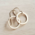 Hammered Gold Hoop Earrings, 14K Gold Filled Washer French Ear Wire, Handcrafted by E. Ria Designs, Gift Boxed, 5/8" (16 mm), Made in USA