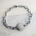 Seattle Bracelet, Vintage Transit Token, Evergreens Mountain Scene, Old Silver Coin, Stainless Steel Cable Chain, Crafted in USA Eriadesigns