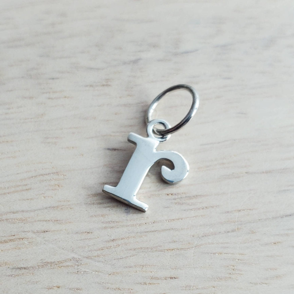 Letter R Lowercase Cutout Sterling Silver Charm, Add to Necklace or Bracelet, Serif Font Initial Charm, E. Ria Designs