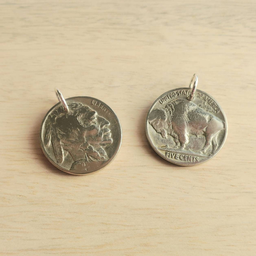 Vintage U.S. Buffalo Nickel Charm for Necklace or Bracelet, Indian (Native American) Head, Antique United States Coin, E. Ria Designs