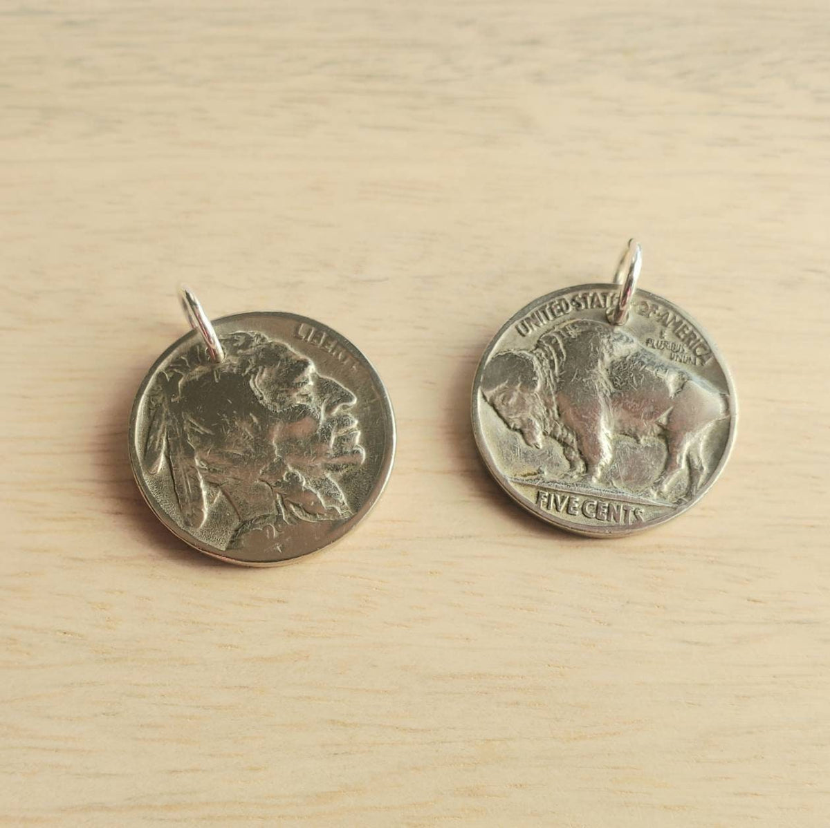 Vintage U.S. Buffalo Nickel Charm for Necklace or Bracelet, Indian (Native American) Head, Antique United States Coin, E. Ria Designs