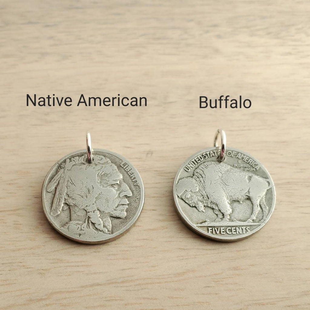 Vintage U.S. Buffalo Nickel Charm for Necklace or Bracelet, Indian (Native American) Head, Antique United States Coin, E. Ria Designs