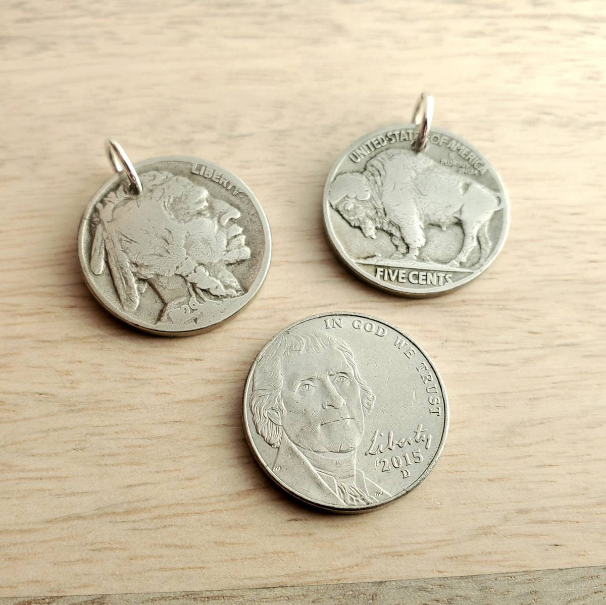 Vintage U.S. Buffalo Nickel Charm for Necklace or Bracelet, Indian (Native American) Head, Antique United States Coin, E. Ria Designs