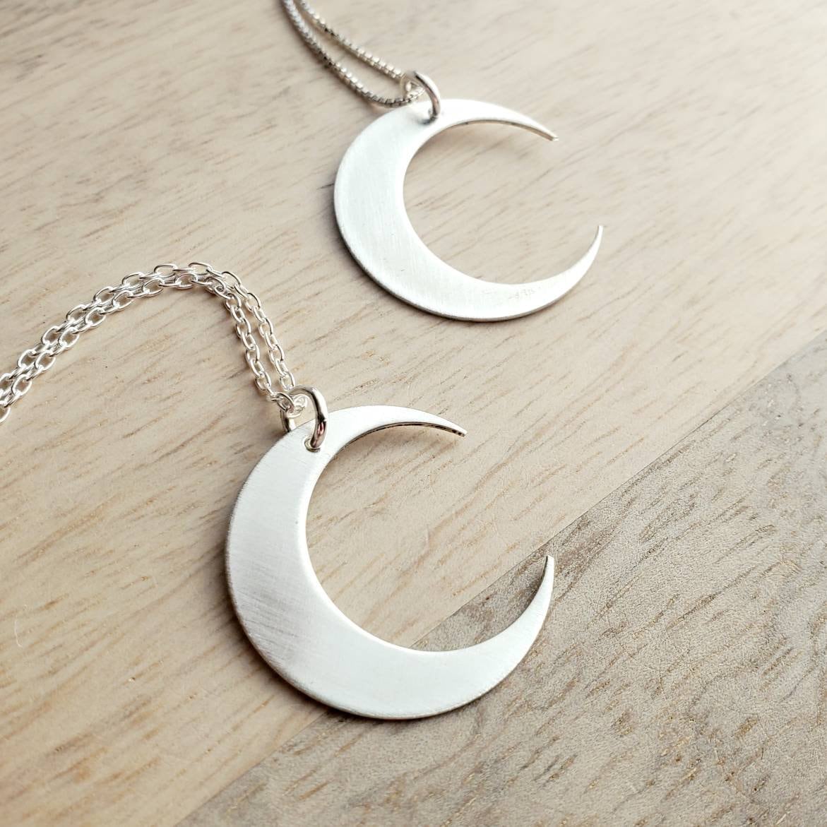 Crescent Moon Necklace, .925 Sterling Silver 1 Inch Pendant .925 Cable Chain, Handcrafted in USA by E. Ria Designs, Gift Boxed