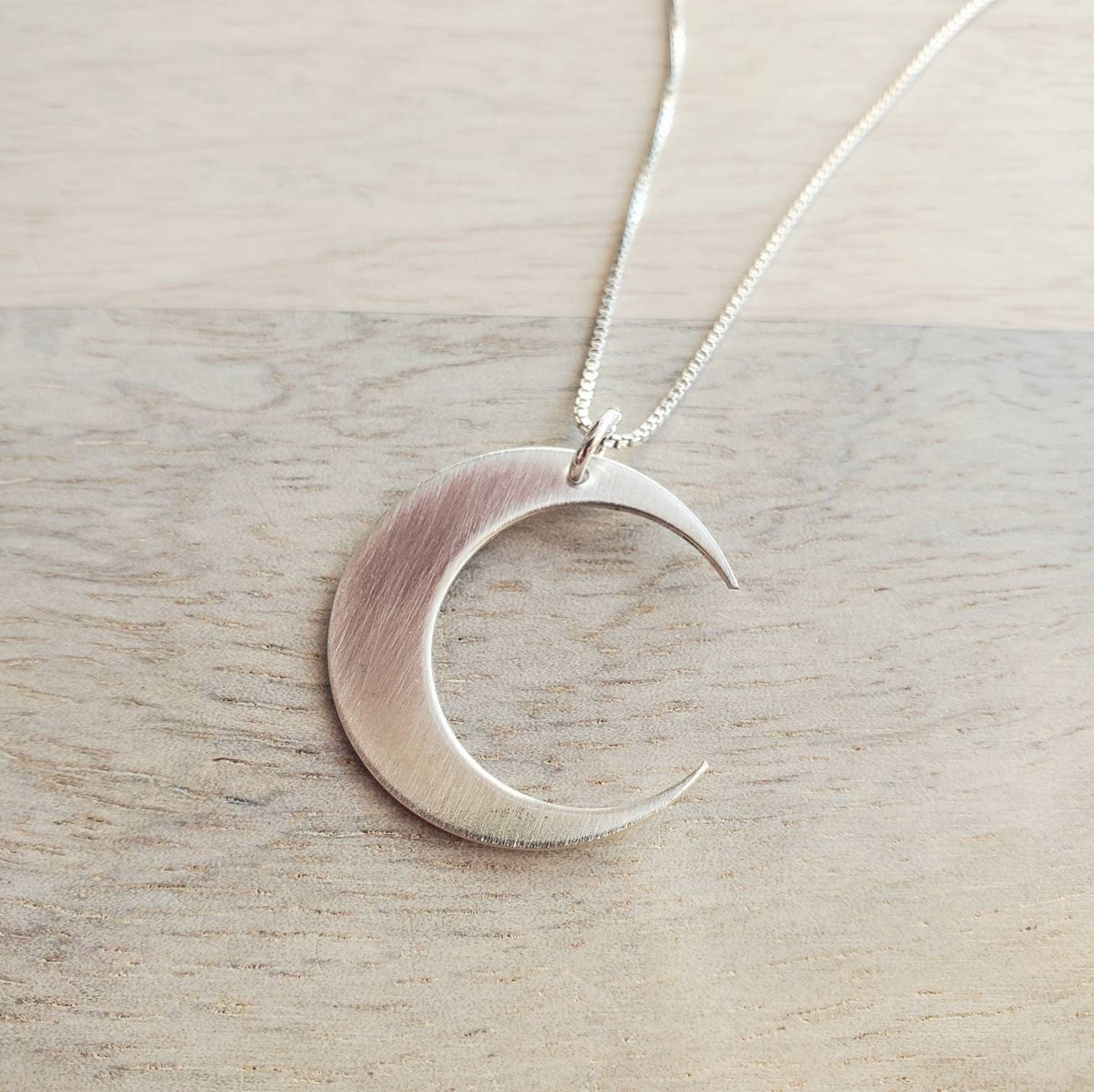 Crescent Moon Necklace, .925 Sterling Silver 1 Inch Pendant .925 Cable Chain, Handcrafted in USA by E. Ria Designs, Gift Boxed