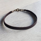 Brown Deerskin Leather Charm Bracelet with Brass Lobster Clasp, Artisan Handcrafted, Made in USA by E. Ria Designs, Gift Boxed