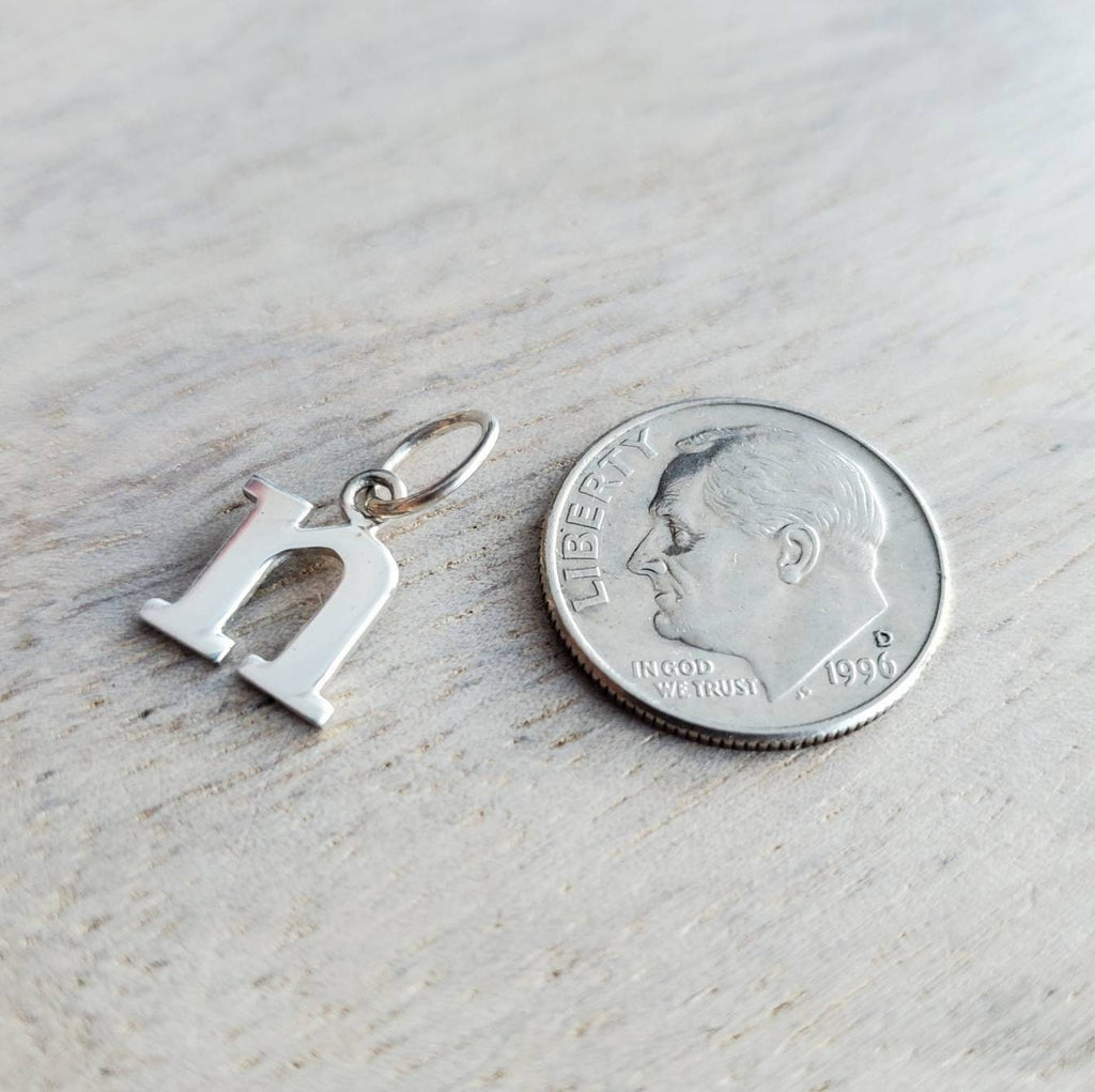 Letter N Lowercase Cutout Sterling Silver Charm, Add to Necklace or Bracelet, Serif Font Initial Charm, E. Ria Designs