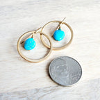 Sleeping Beauty Turquoise Nugget Earrings | 14K Gold Filled Hoops | French Ear Wires | Gold & Turquoise Jewelry | Gift for Girlfriend