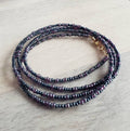 Dark Irridescent Purple Mixed Glass Long Beaded Necklace, 14K Gold Filled Lobster Claw Clasp, Plum Purple Beads, Gift Boxed, E. Ria Designs
