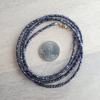 Dark Irridescent Purple Mixed Glass Long Beaded Necklace, 14K Gold Filled Lobster Claw Clasp, Plum Purple Beads, Gift Boxed, E. Ria Designs