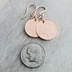 Starfish Coin Earrings, Rose Gold Ear Wires, Copper Starfish Charm Jewelry, Handcrafted by E. Ria Desings, Barbados 2015 Coins, Gift Boxed