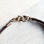 Brown Deerskin Leather Charm Bracelet with Brass Lobster Clasp, Artisan Handcrafted, Made in USA by E. Ria Designs, Gift Boxed