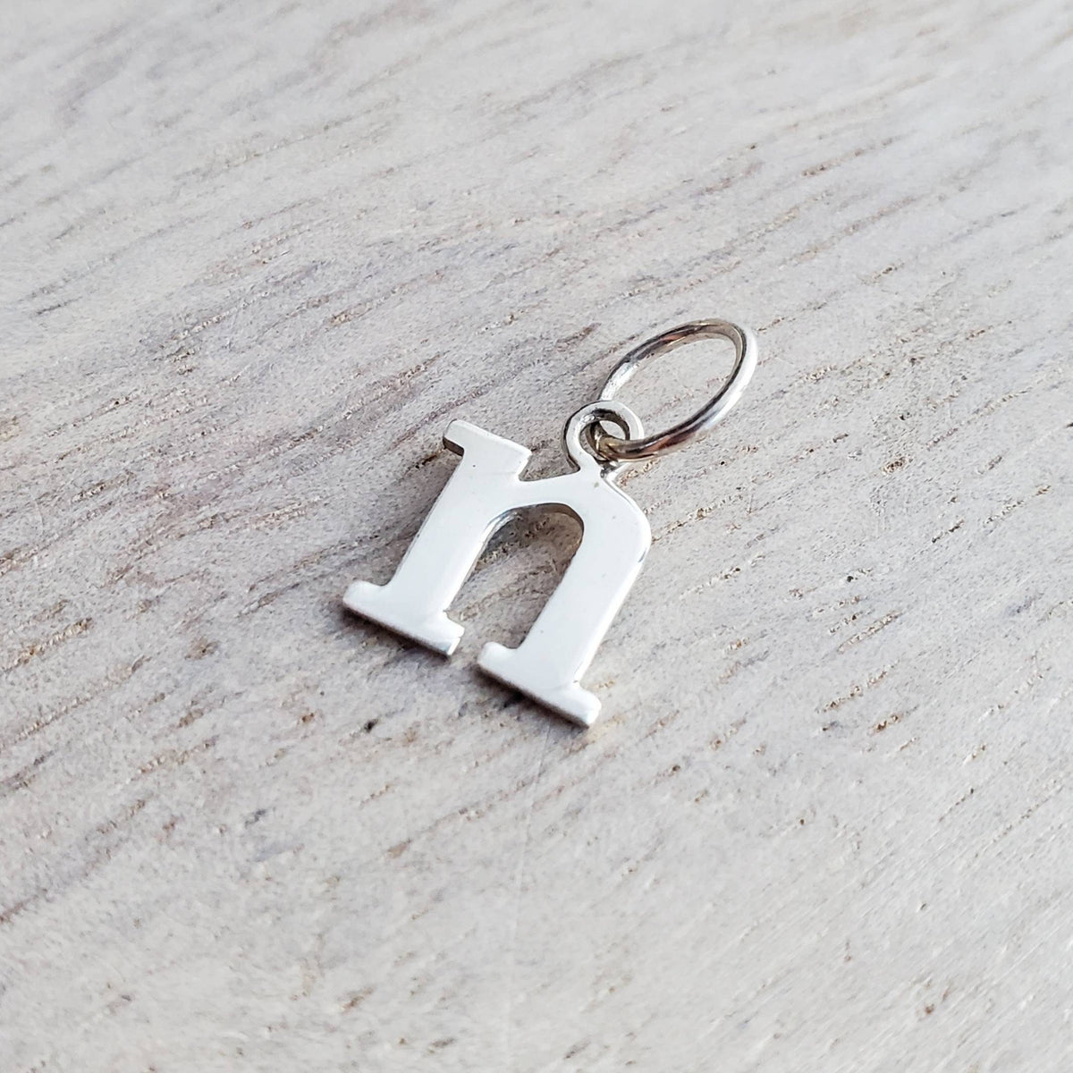 Letter N Lowercase Cutout Sterling Silver Charm, Add to Necklace or Bracelet, Serif Font Initial Charm, E. Ria Designs