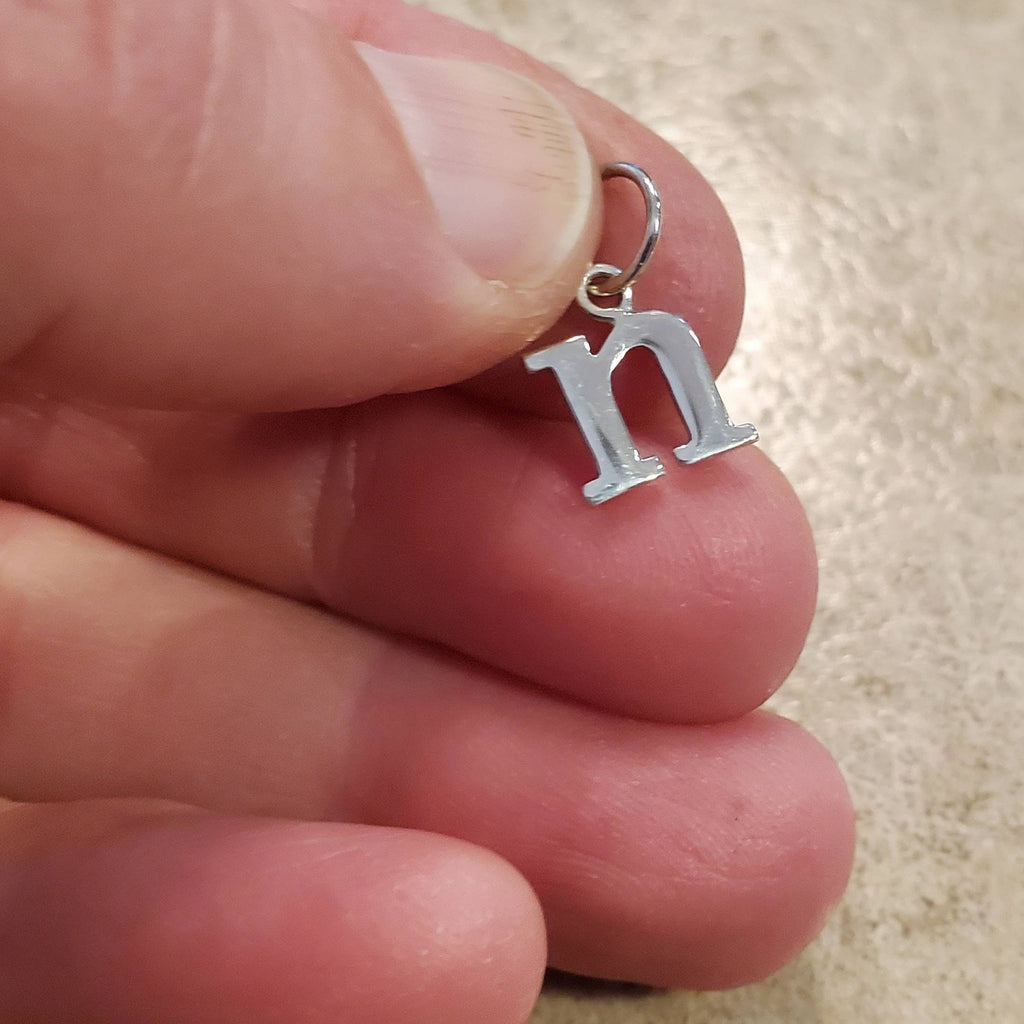 Letter N Lowercase Cutout Sterling Silver Charm, Add to Necklace or Bracelet, Serif Font Initial Charm, E. Ria Designs