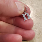 Letter N Lowercase Cutout Sterling Silver Charm, Add to Necklace or Bracelet, Serif Font Initial Charm, E. Ria Designs