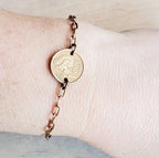 Squirrel Bracelet, Crown Coin, Norway Squirrel With Acorn Ore, Brass Paperclip Link Bracelet, Handcrafted Artisan Jewelry by E. Ria Designs