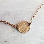 Squirrel Bracelet, Crown Coin, Norway Squirrel With Acorn Ore, Brass Paperclip Link Bracelet, Handcrafted Artisan Jewelry by E. Ria Designs