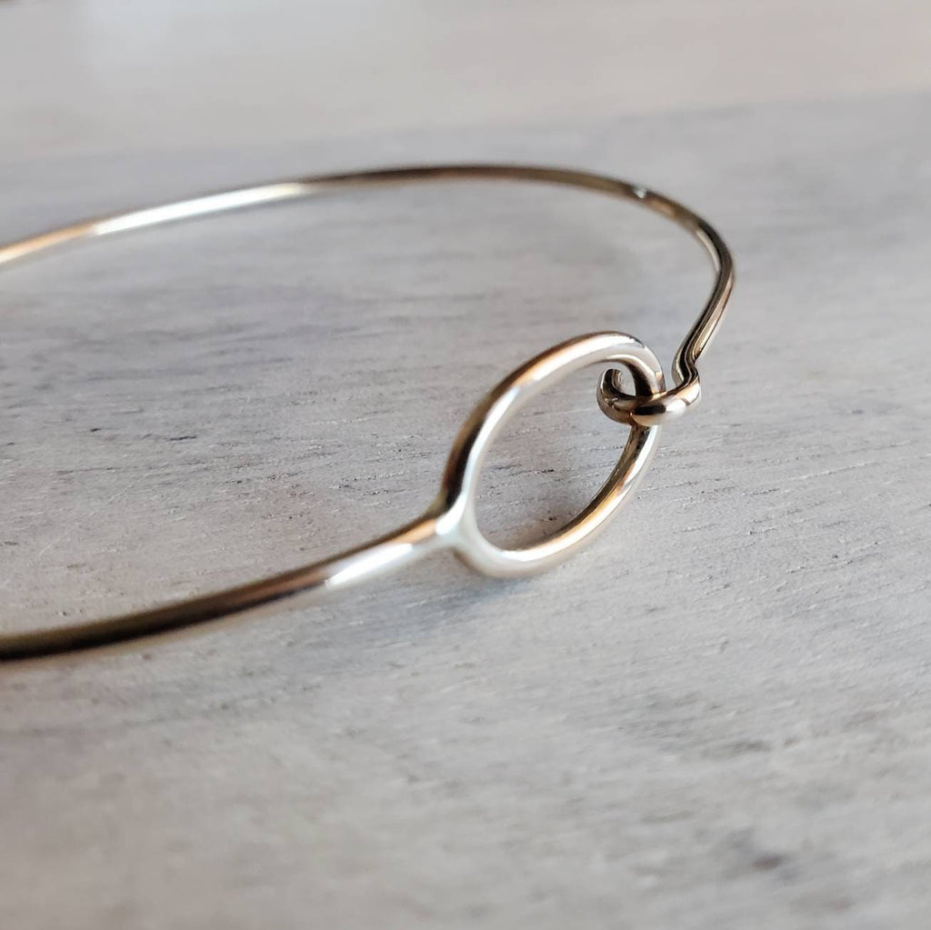Oval Gold Brass Charm Bracelet Hook Clasp, Bangle Style Bracelet, Add On Charms Birthstones and Personalized Jewelry by E. Ria Designs