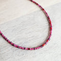 Cranberry Glass Beaded Long Necklace, Mixed Pinks and Fuchsia, Pewter Toggle Clasp, 30" & 36", Handmade in USA by E. Ria Designs, Gift Boxed