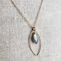 Labradorite Marquis and Gold Necklace, 14K Gold Filled, Blue Genuine Gemstone, Marquis Gold Wire Connector, Cable Chain, Gift Boxed