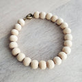 Natural Wood Bead Bracelet on Brass Chain, Lobster Claw Clasp, Choose Length, Boho Jewelry, Made in USA, E. Ria Designs