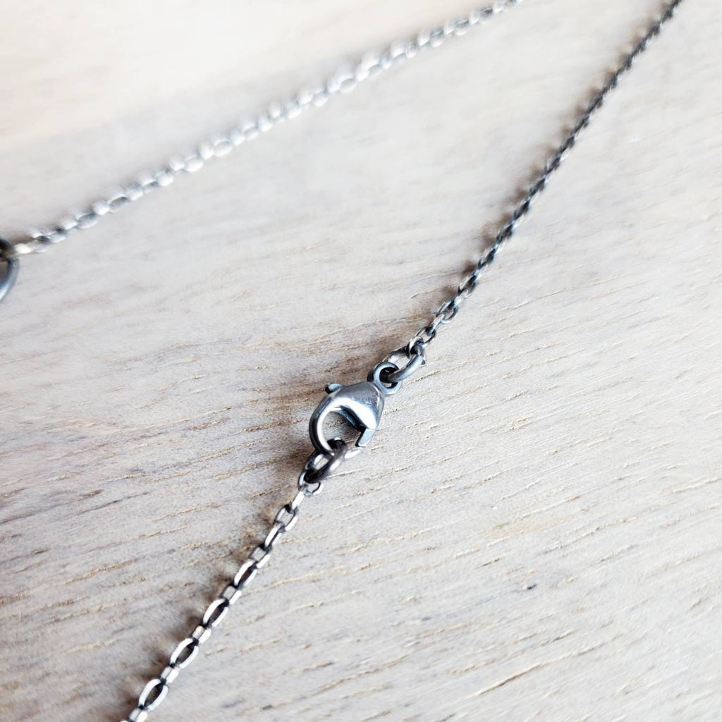 Rutilated Quartz Pendant Oxidized Antiqued Sterling Silver Necklace, 925 Made in USA, Handcrafted Artisan Necklace, Gift Box, E. Ria Designs