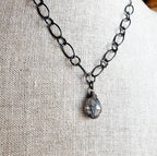 Rutilated Quartz Pendant Oxidized Antiqued Sterling Silver Necklace, 925 Made in USA, Handcrafted Artisan Necklace, Gift Box, E. Ria Designs