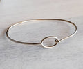 Oval Gold Brass Charm Bracelet Hook Clasp, Bangle Style Bracelet, Add On Charms Birthstones and Personalized Jewelry by E. Ria Designs