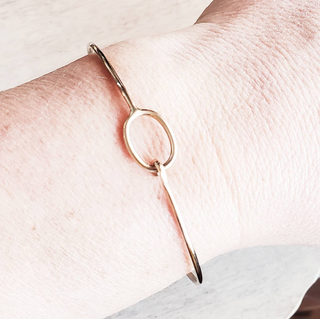 Oval Gold Brass Charm Bracelet Hook Clasp, Bangle Style Bracelet, Add On Charms Birthstones and Personalized Jewelry by E. Ria Designs