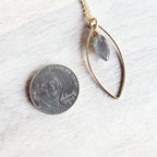 Labradorite Marquis and Gold Necklace, 14K Gold Filled, Blue Genuine Gemstone, Marquis Gold Wire Connector, Cable Chain, Gift Boxed