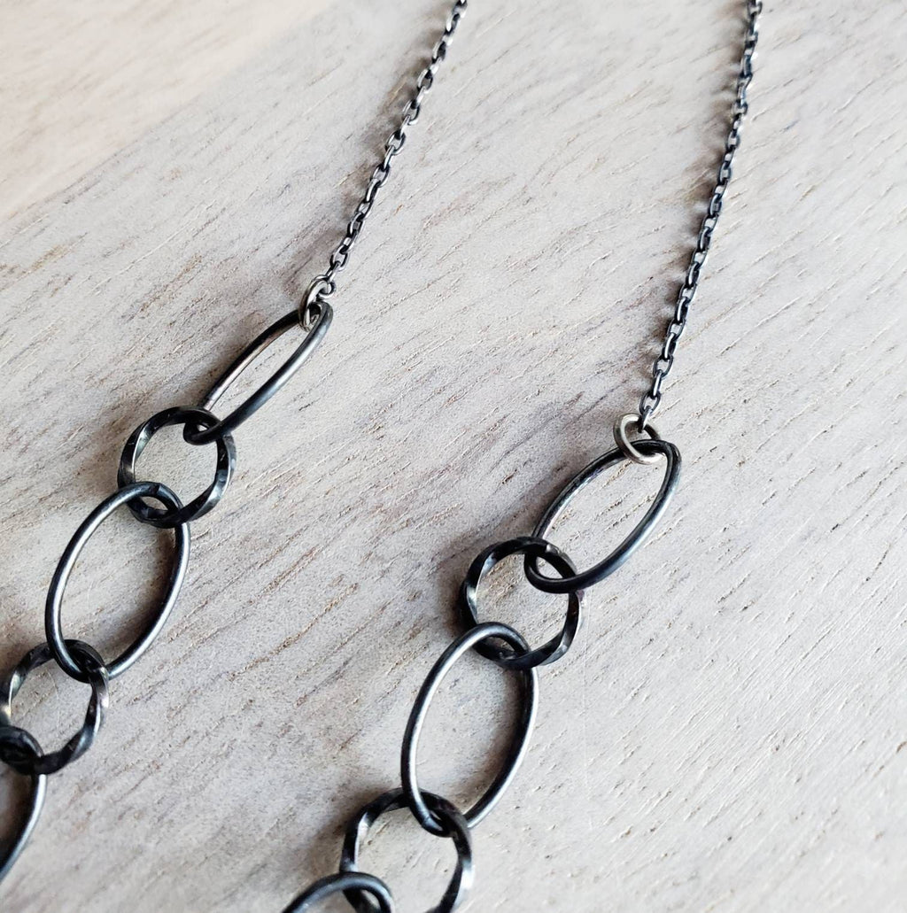 Rutilated Quartz Pendant Oxidized Antiqued Sterling Silver Necklace, 925 Made in USA, Handcrafted Artisan Necklace, Gift Box, E. Ria Designs